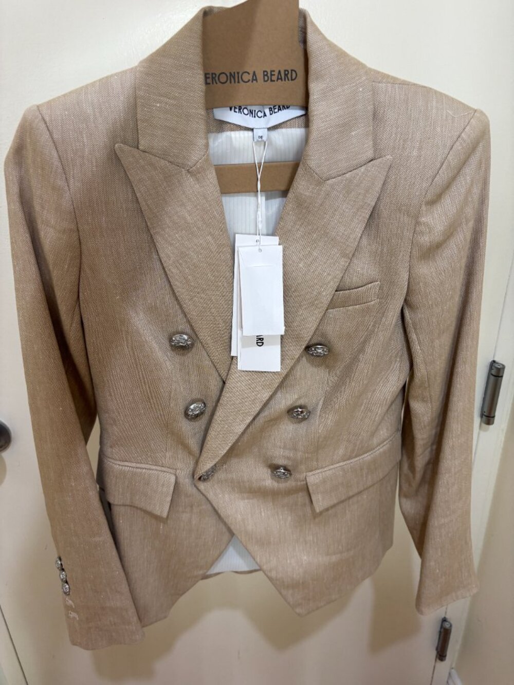 Veronica Beard Miller Linen Dickey Jacket, Khaki Melange